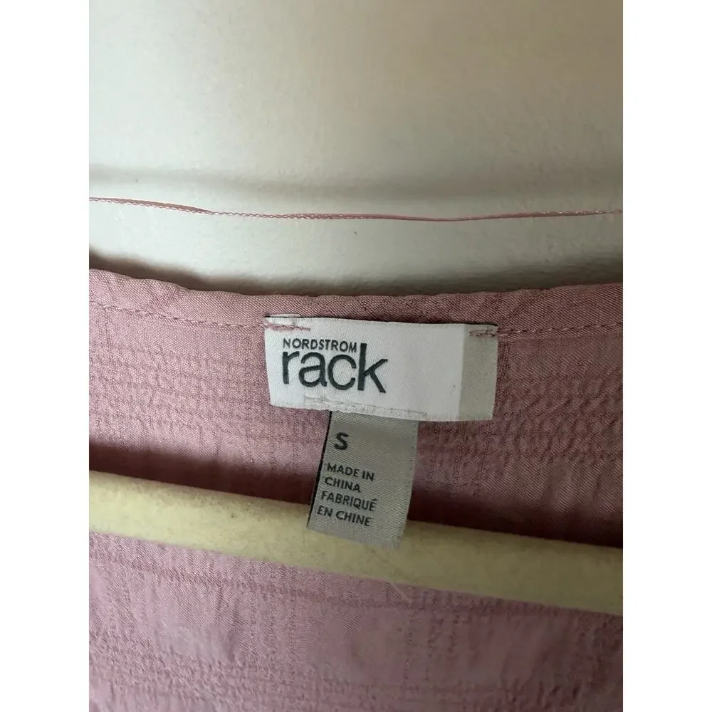 Nordstrom Rack Pink Zephyr Textured Midi Wrap Dress Sz S Oversized NEW